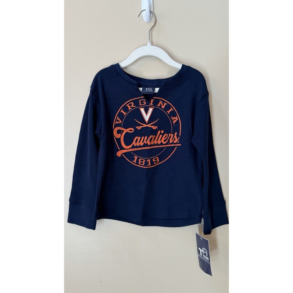 Team Athletics Girls Virginia Cavaliers Blue Long Sleeve Thermal Shirt Sz XS NWT